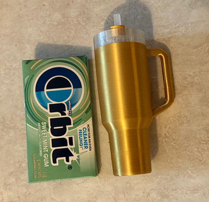 Golden Mini Stanley Cup Tumbler – Stash Cap / Shot on the Go Edition!